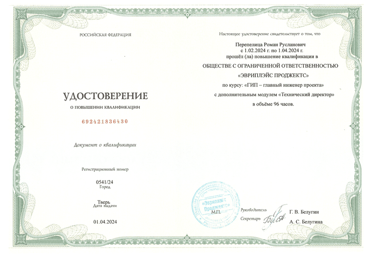 certificate of Роман Перепелица24